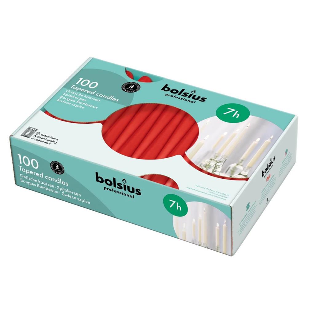 Bolsius Red Professional Tapered Candles 24cm (Pack of 100) £49.49